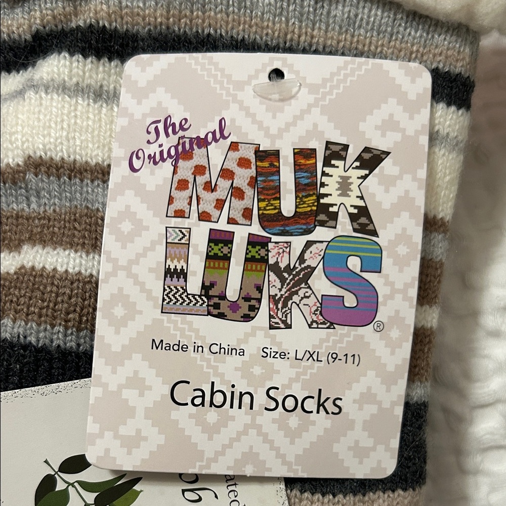Muk Luks Striped Knit Slipper Socks x 2 pairs - Picture 2 of 6